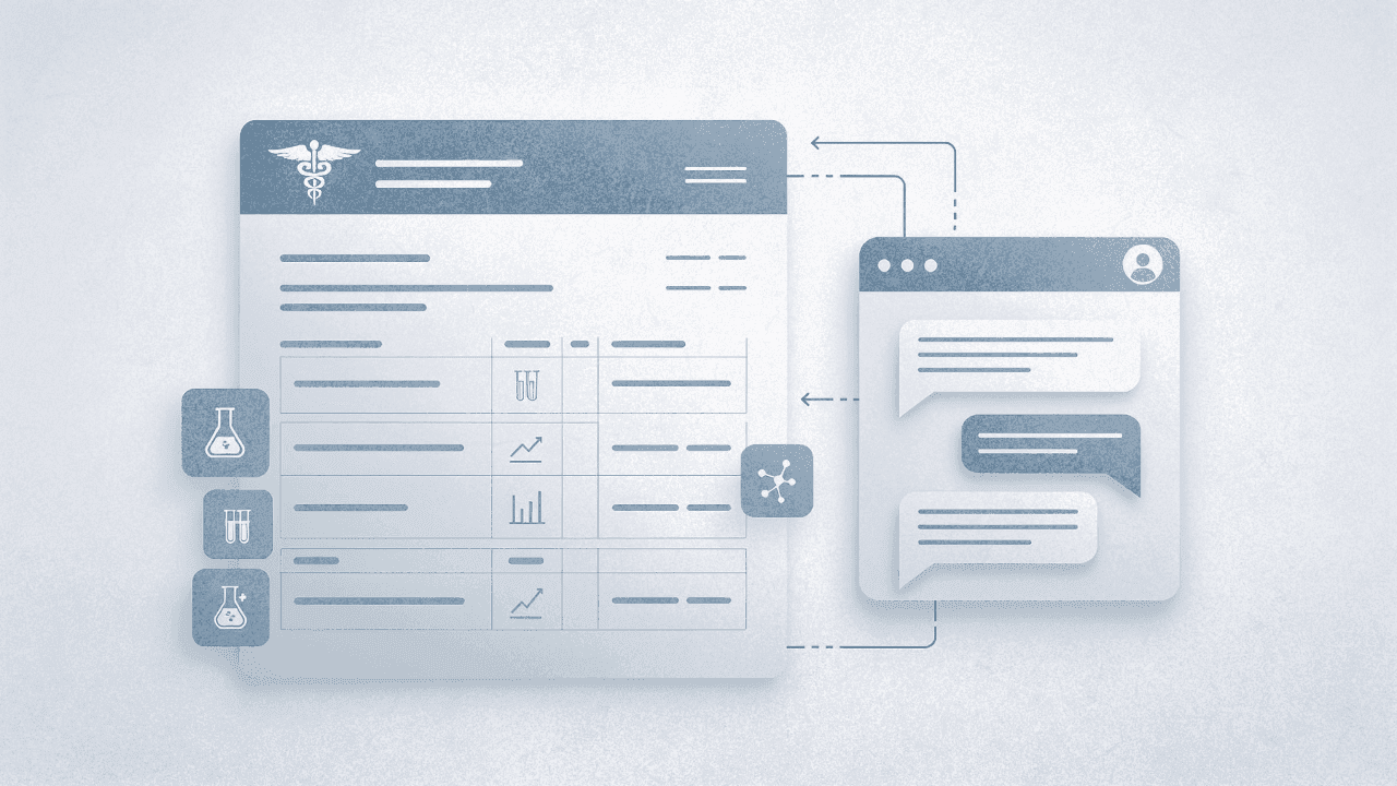 Иллюстрация анализа медицинских результатов через интерфейс ИИ-чата