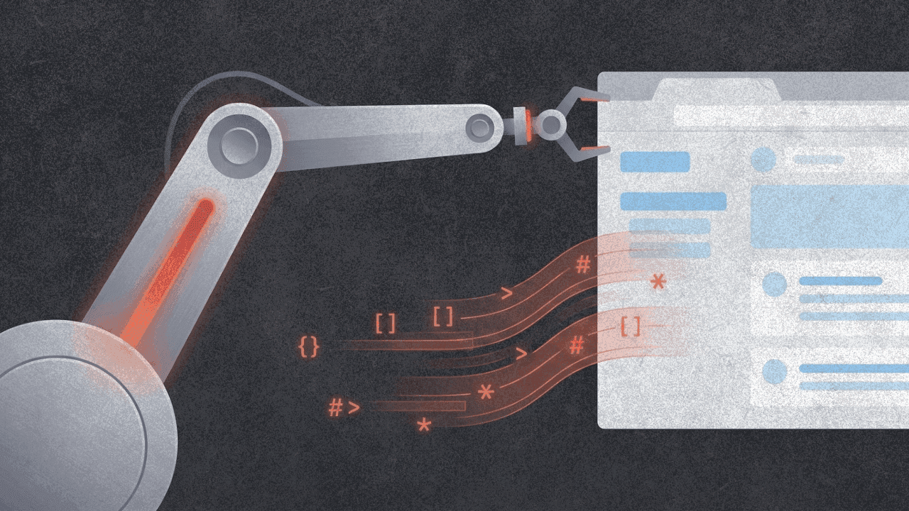 Иллюстрация ИИ-агента, извлекающего структурированные данные из интерфейса браузера